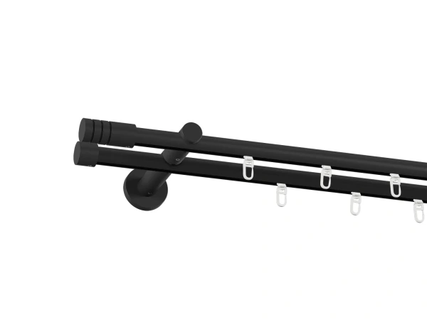 Garniža 19x19mm drážková tyč - 2rady - TECHNO - čierna