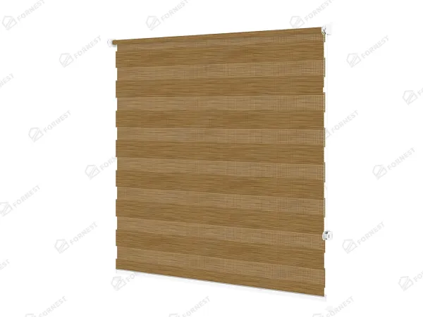 Roleta MINI - deň a noc - látka Maurícius 61 - žlto hnedá (dub svetlý) 2