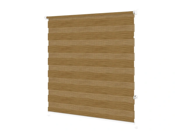 Roleta MINI - deň a noc - látka Maurícius 61 - žlto hnedá (dub svetlý) 2