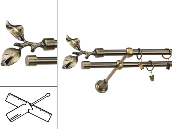 Garniža 16x16mm - 2rady - LIST ROSE - antik