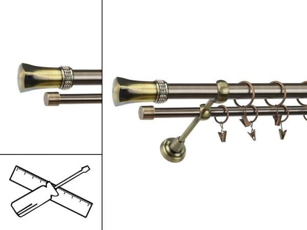 Garniža 25x16mm - 2rady - PLUTON CRYSTAL - antik