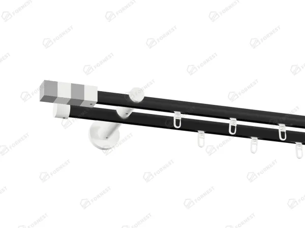 Garniža 19x19mm drážková tyč - 2rady - KVADRAT - čierno biela