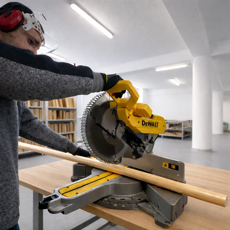 Fa karnisrúd vágása fűrészen