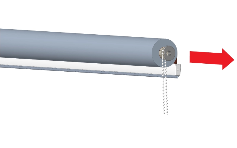A vezérlőmechanizmusok kihúzása a roló tengelyéből