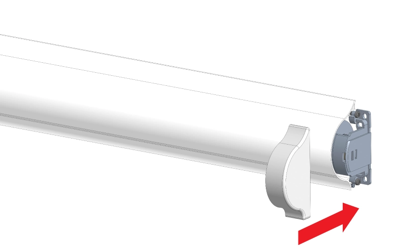 A roló burkolatának visszahelyezése az ellenkező oldalról