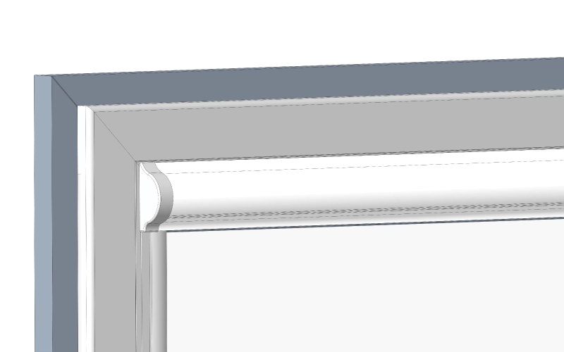 9. lépés – a távtartó sín igazítása a takaróléc és a szárnykeret illesztéséhez