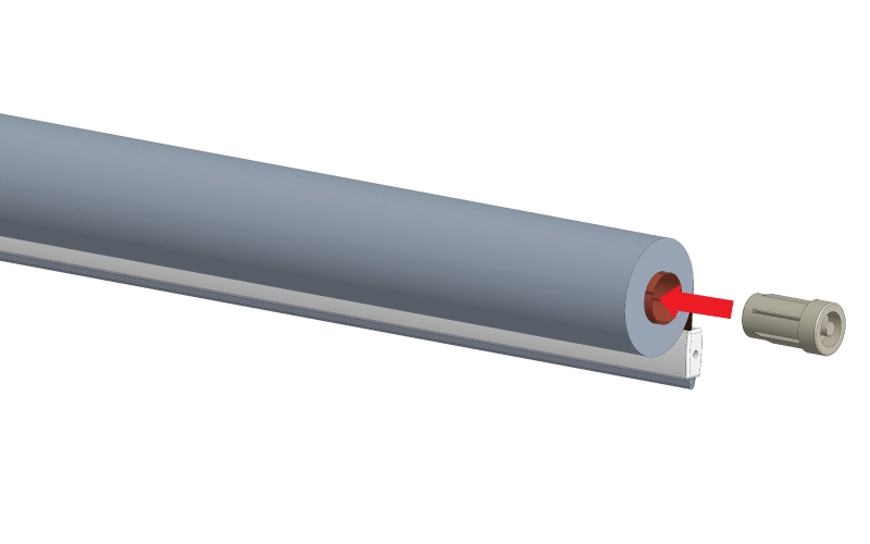 A vezérlőmechanizmus áthelyezésének iránya a lánc nélküli oldalon a roló kezelőoldalának cseréjekor