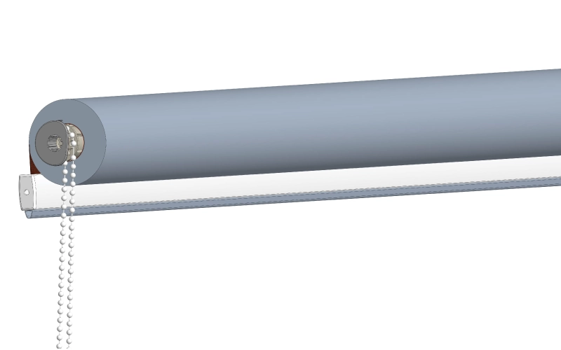 A láncos mechanizmus felszerelve a tartó új oldalán a roló kezelőoldalának áthelyezése után