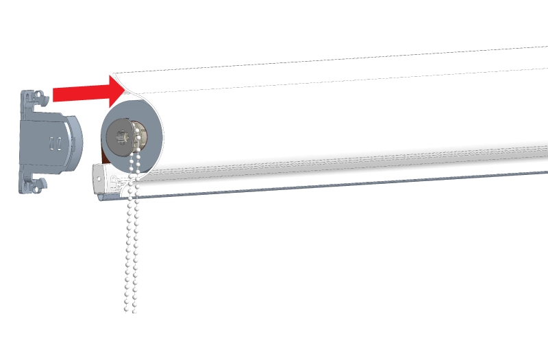 A műanyag tartó visszahelyezése a roló tartójára a felcsavarozás előtt