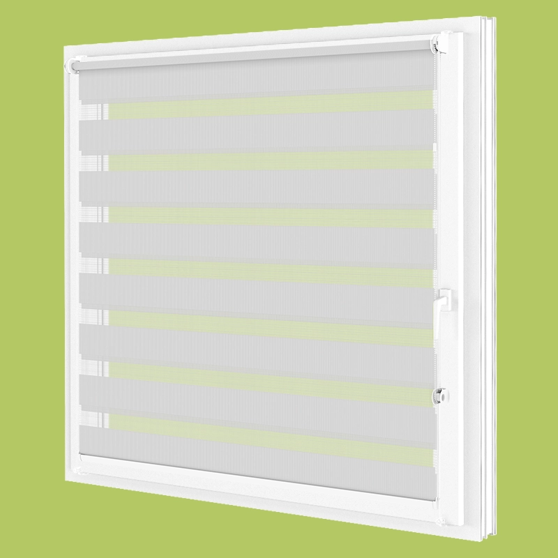 Zebra MINI roló fúrás nélkül felszerelve az ablakszárnyra, modern árnyékolás pontos fény szabályozással