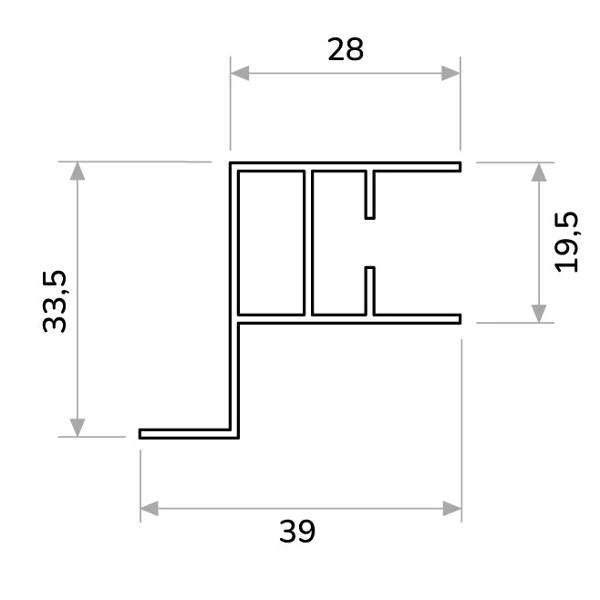 A fogantyú profiljának műszaki metszete